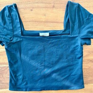 Aritzia Teal Square Neck Crop Top